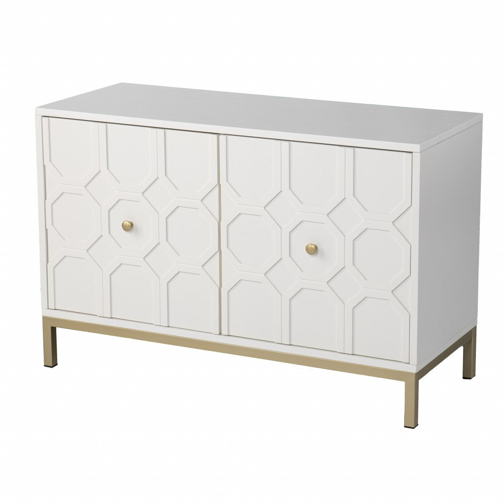 White and Gold Moroccan Dynasty Two Door Accent Cabinet-4