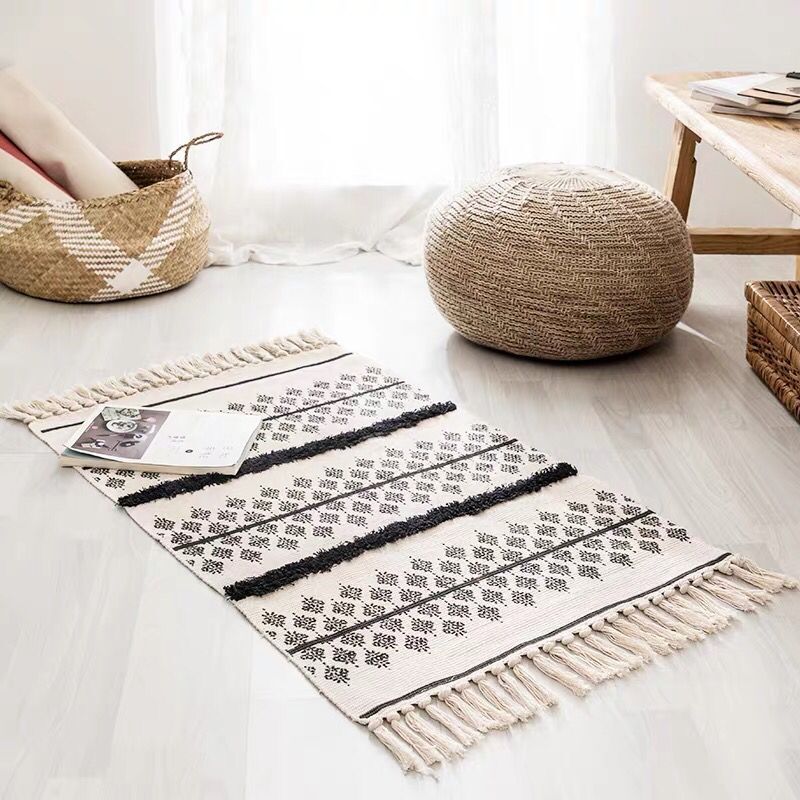 Retro Bohemian Hand Woven Tassel Carpet Rug-3