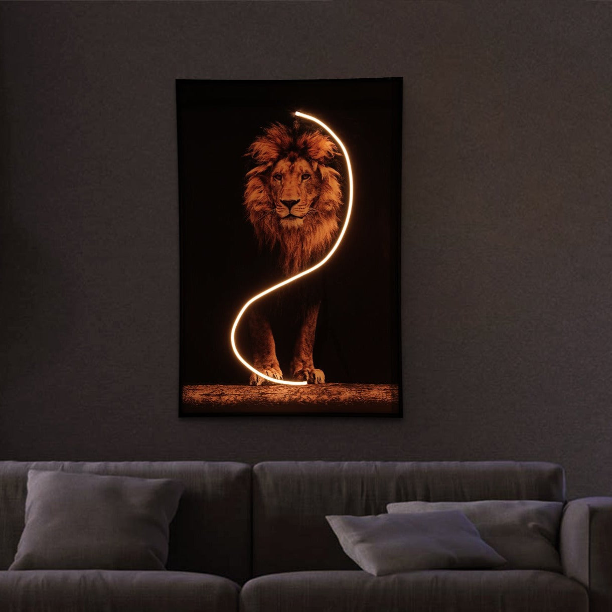 Lion Wall Art with LED Light-0